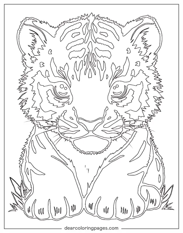 Tiger Coloring Page - Cute Tiger Cub
