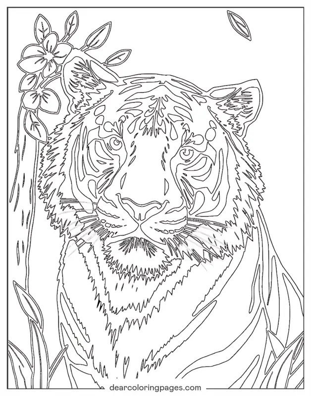 Tiger Coloring Page - Realistic Tiger