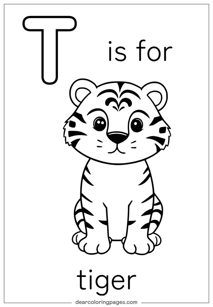 T ist für Tiger Ausmalbild