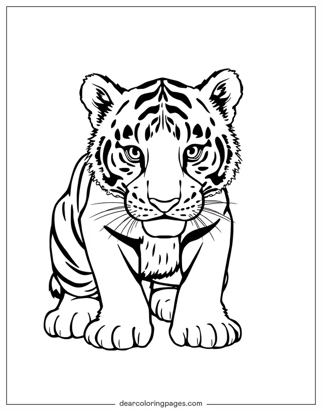 Tiger Coloring Page - Crouching Tiger