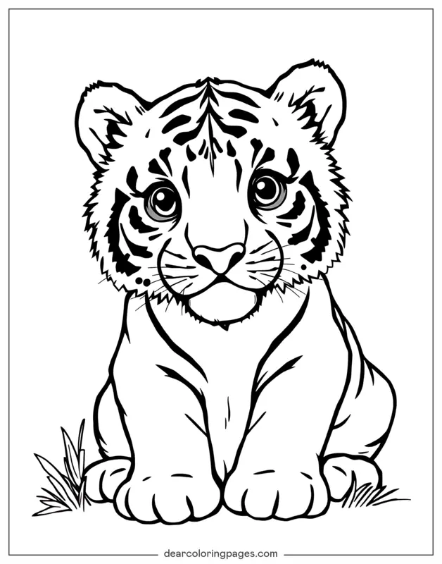 Tiger Coloring Page - Cute Tiger Cub