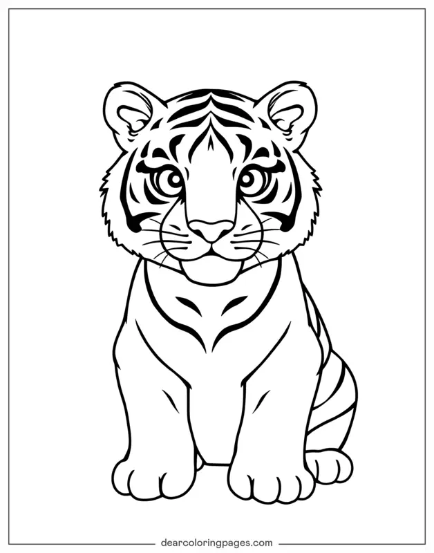 Tiger Coloring Page - Cute Tiger