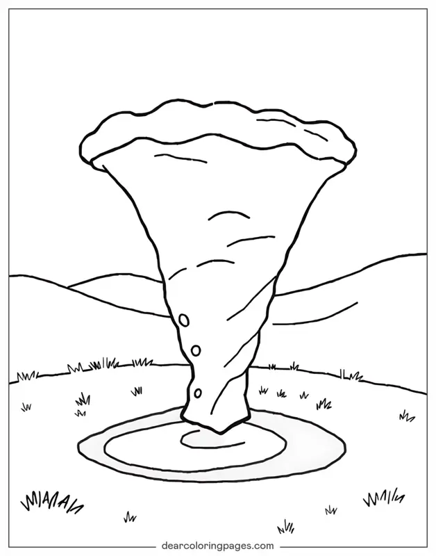 Tornado Coloring Page - Simple Line Tornado