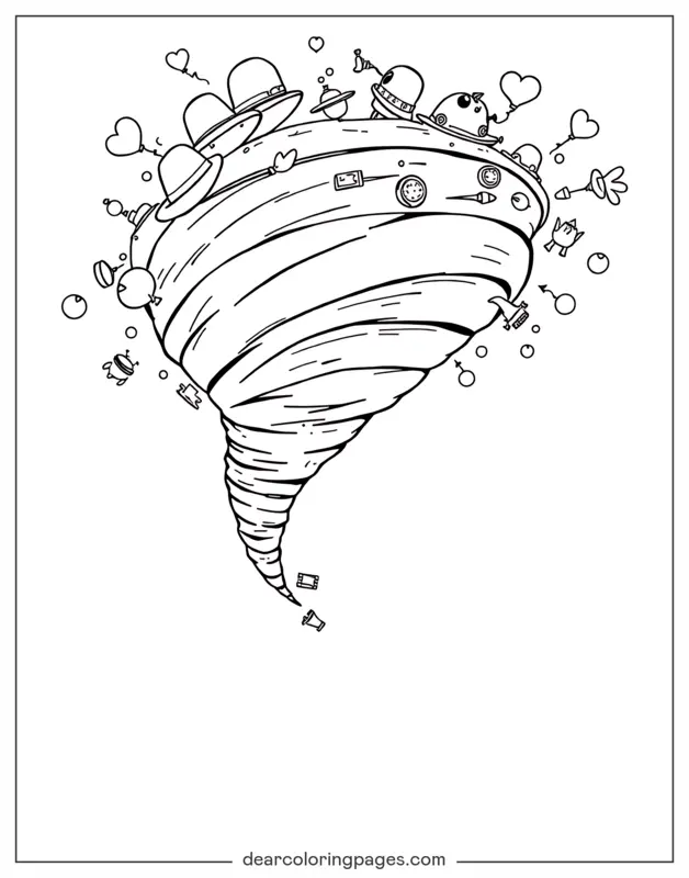 Tornado Coloring Page - Swirling Tornado