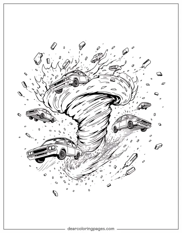 Tornado Coloring Page - Powerful Tornado