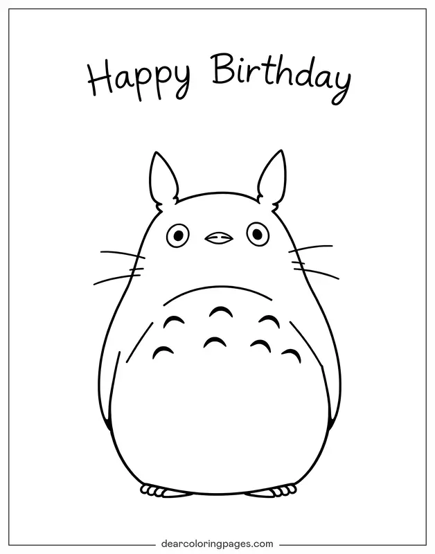 Alles Gute zum Geburtstag Ausmalbild - Totoro wünscht einen schönen Geburtstag