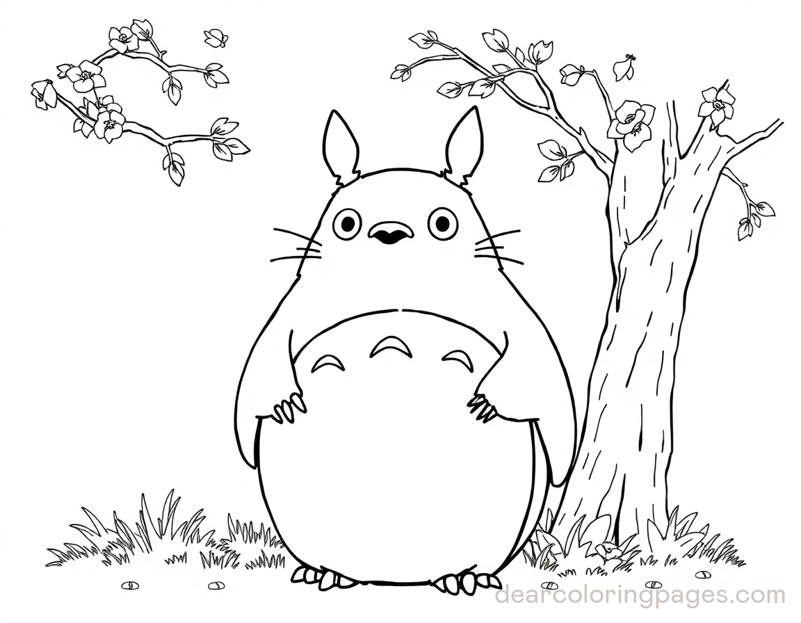 Disegno da Colorare di Linea Semplice Totoro