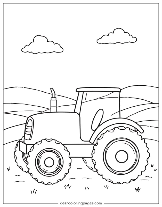 Trattore Disegno da Colorare - Trattore Semplice