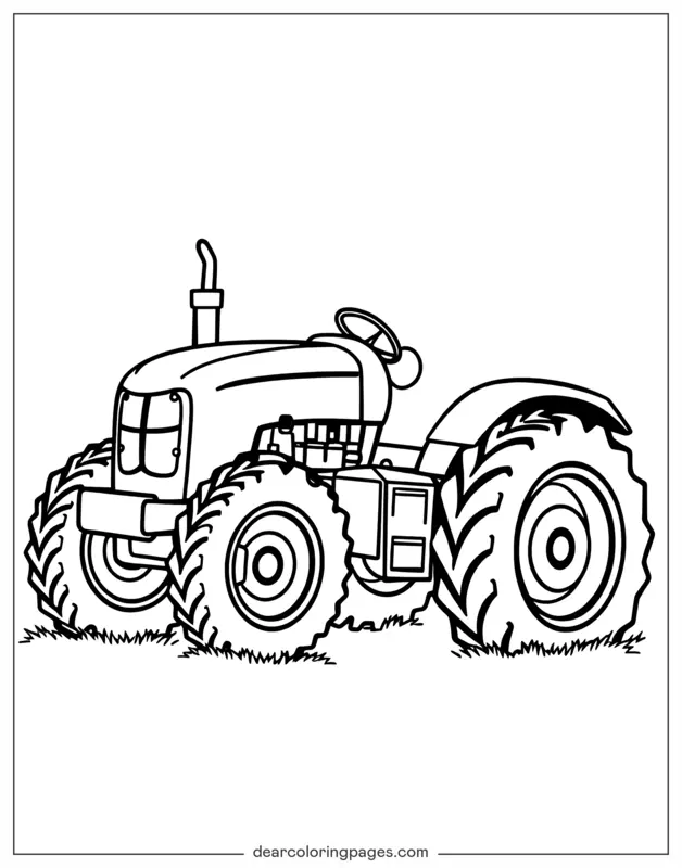 Trattore Disegno da Colorare - Trattore sull'erba