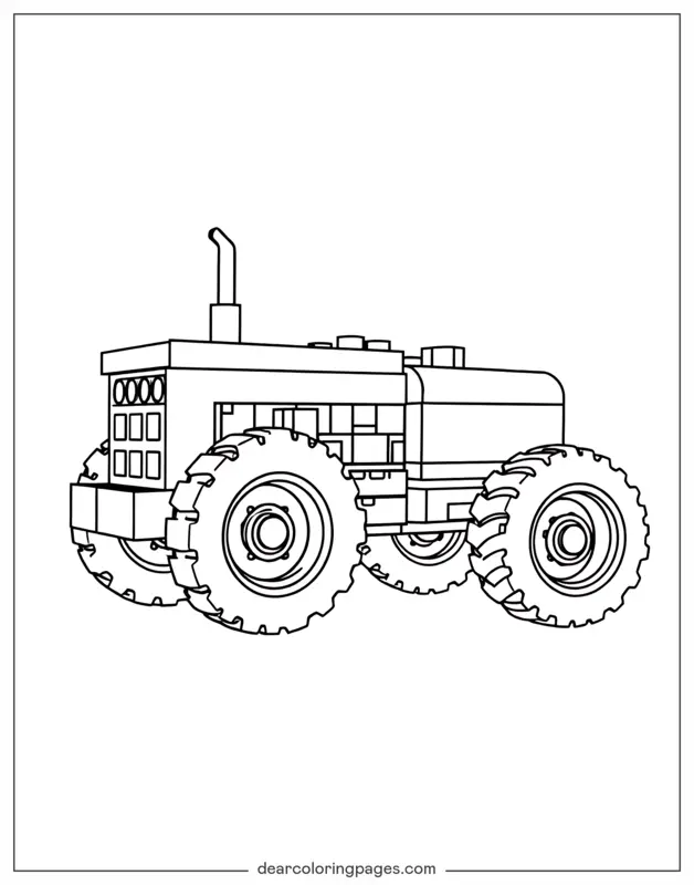 Trattore Disegno da Colorare - Colorare il trattore Lego
