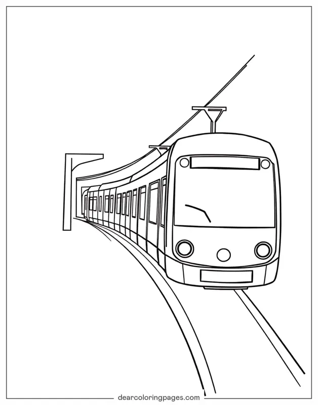 Train Coloring Page - Simple Light Rail