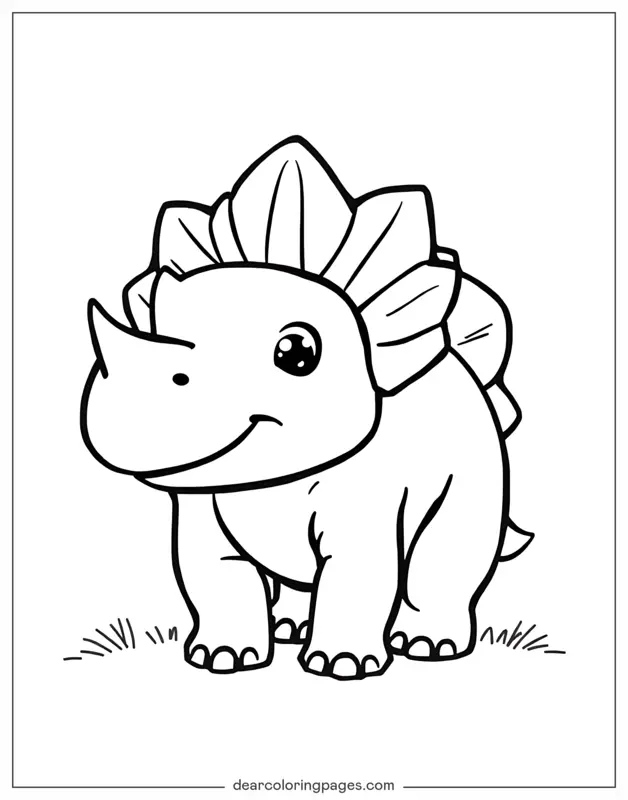 Animale carino Disegno da Colorare - Carino Baby Triceratopo