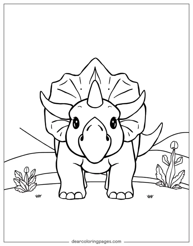Triceratops Ausmalbild - Vorwärts gerichteter Triceratops
