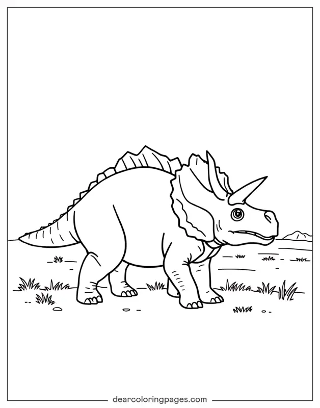Triceratops Ausmalbild - Triceratops in der Wildnis