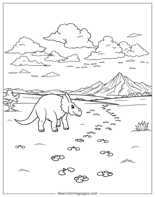 Triceratops Ausmalbild - Triceratops-Pfad