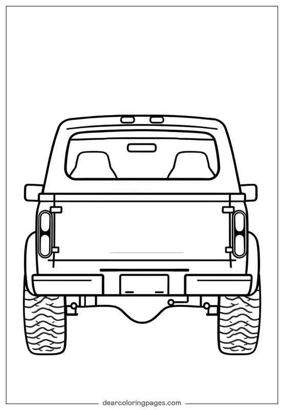 Truck Coloring Page - Back View of Pick-Up Truck