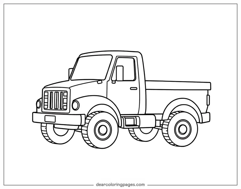Truck Coloring Page - Simple Line Truck