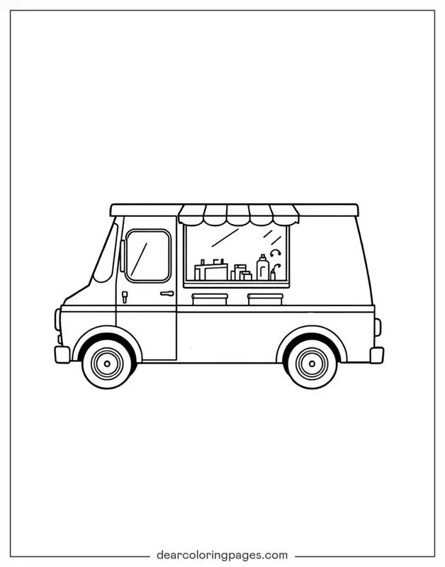 Truck Coloring Page - Simple Food Truck