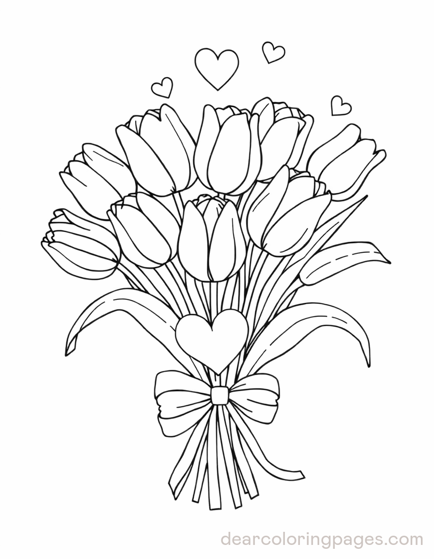 Tulip Bouquet with Hearts