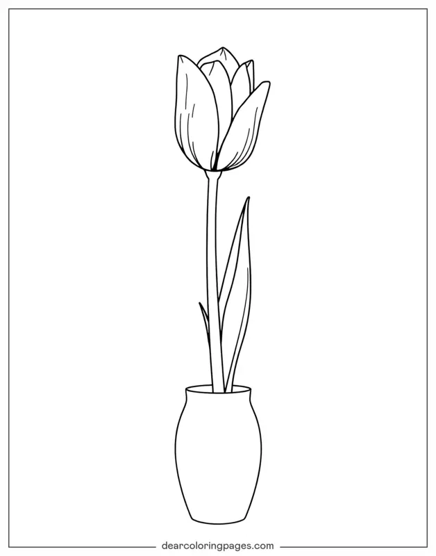 Tulipano Disegno da Colorare - Tulipano in un vaso