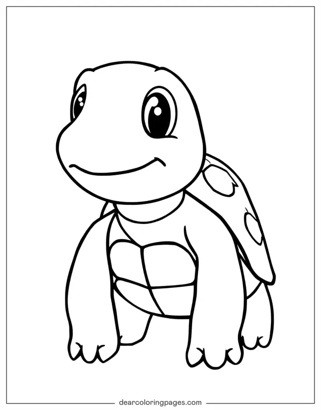 Turtle Coloring Page - Simple Cartoon Turtle