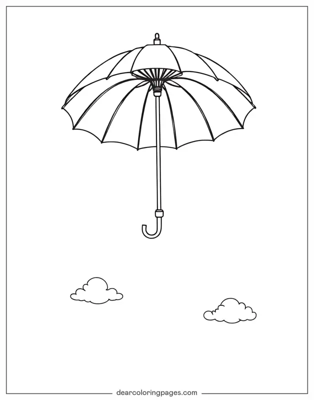 Umbrella Coloring Page - Umbrella in Mid-air