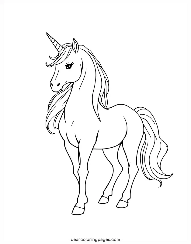 Unicórnio Desenho para Colorir - Unicórnio Gracioso