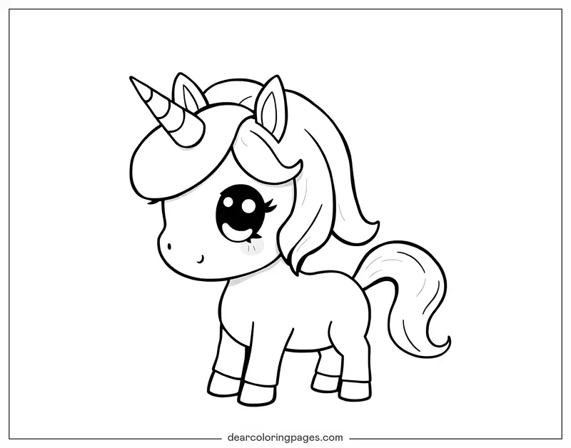 Unicórnio Desenho para Colorir - Unicórnio Cartoon Chiby