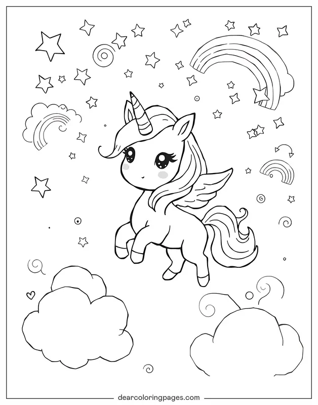 Unicórnio Desenho para Colorir - Unicórnio com asas