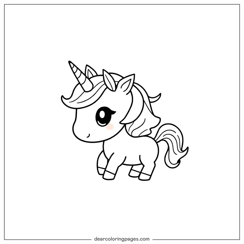 Unicórnio Desenho para Colorir - Unicórnio Chibi