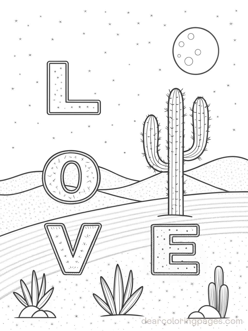 Cactus with LOVE Text