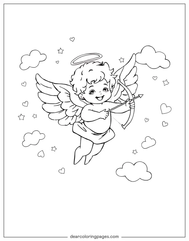 Día de San Valentín Dibujo para Colorear - Cupido
