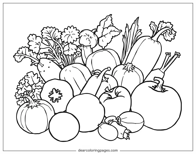 Coloriage de Légumes – Légumes assortis