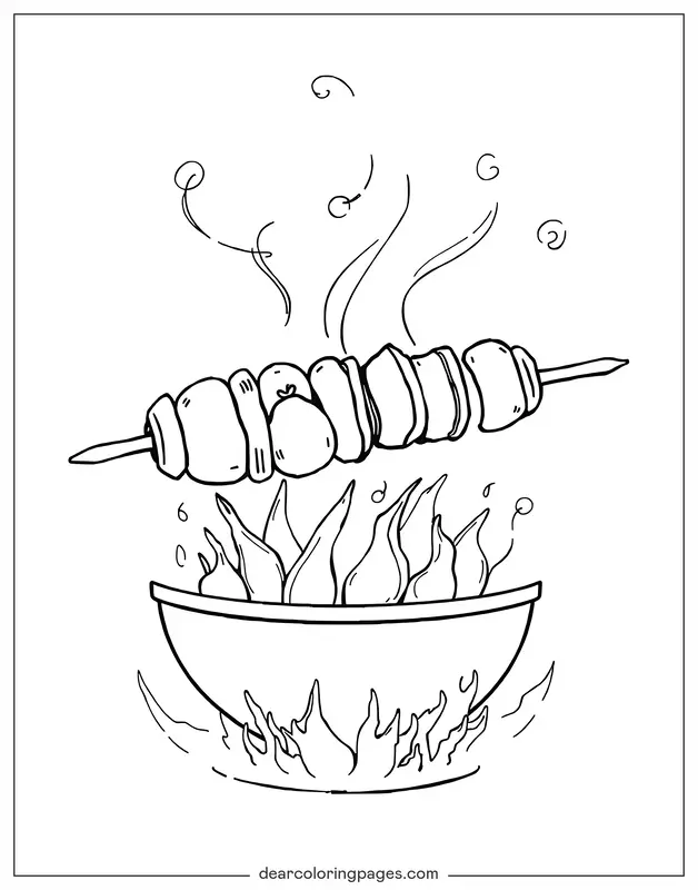 Coloriage de Légumes – Brochette de légumes