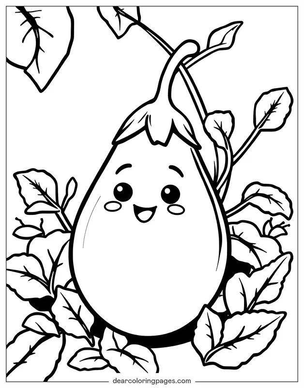 Coloriage de Légumes – Aubergine Coloriage
