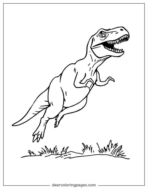 Velociraptor Dibujo para Colorear - Velociraptor Saltando