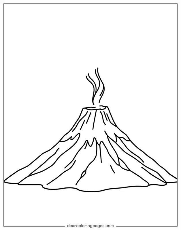 Coloriage de Volcan – Art Linéaire de Volcan
