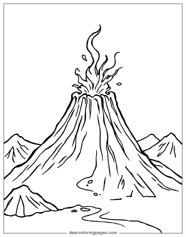 Coloriage de Volcan – Éruption volcanique