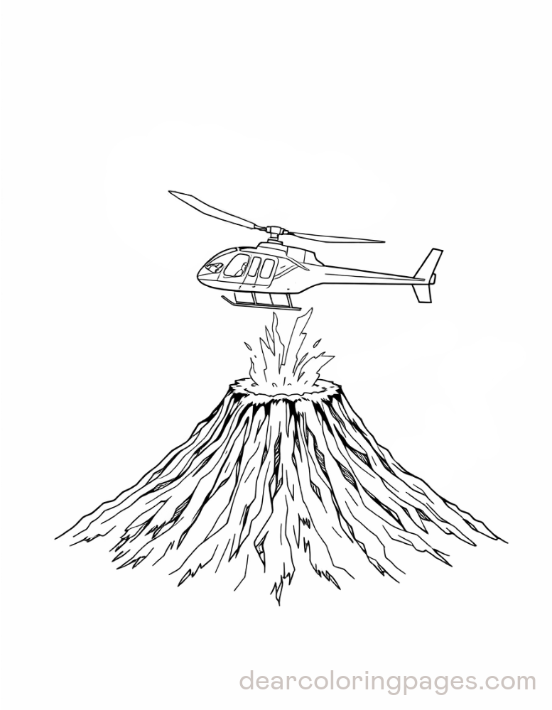 Helicopter above Volcano