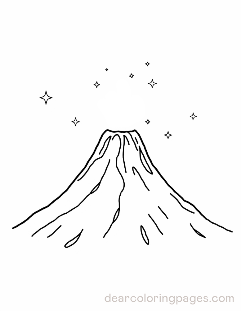 Volcano with Stars