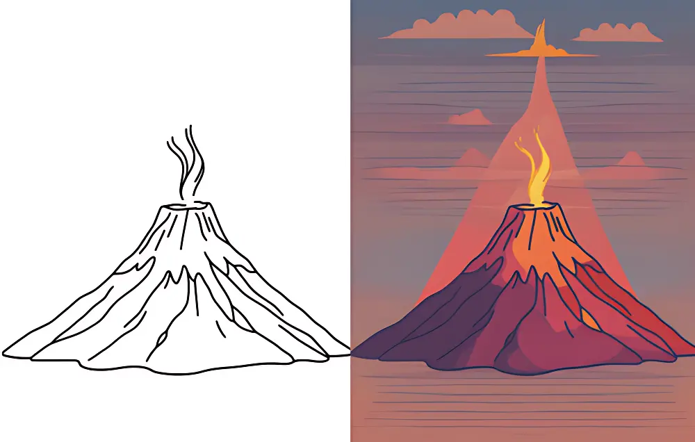 Vulcano Disegni da Colorare | Dear Coloring Pages
