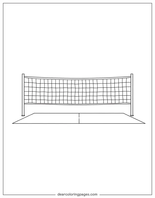 Voleibol Dibujo para Colorear - Cancha de Voleibol de Línea Simple