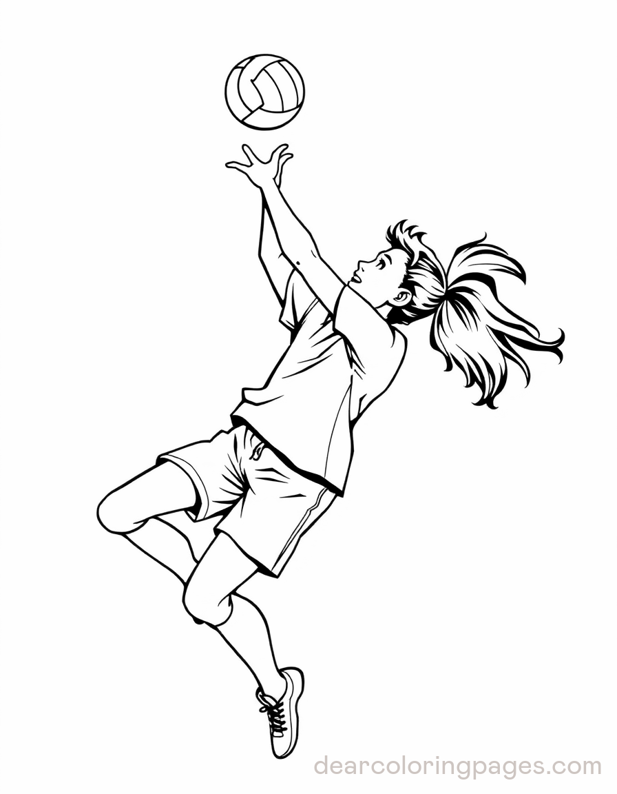 Volleyball Coloring Page - Volleyball Shot