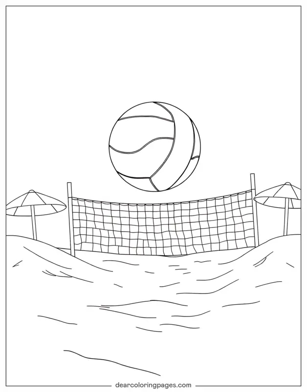 Verano Dibujo para Colorear - Verano Voleibol de Playa Colorear