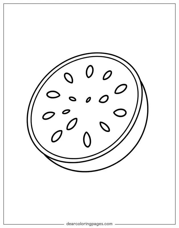 Sandía Dibujo para Colorear - Simple Medio Sandía