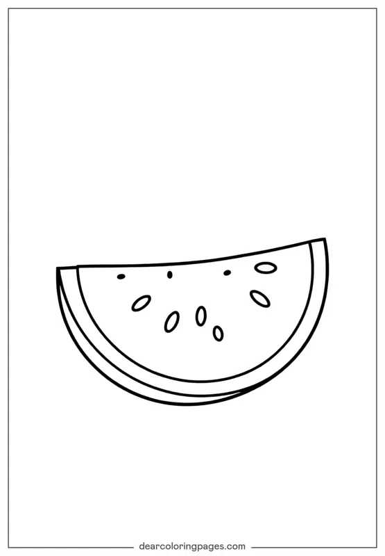 Sandía Dibujo para Colorear - Simple rebanada de sandía