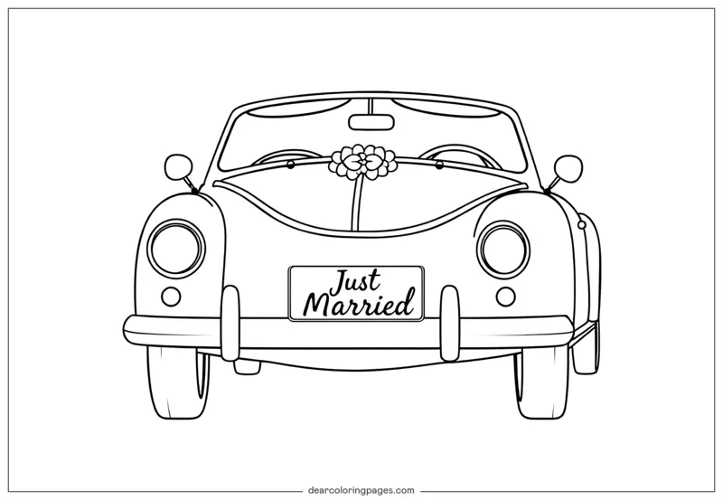 Car Coloring Page - Just Married