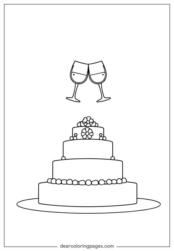 Cake Coloring Page - Wedding Cake Coloring