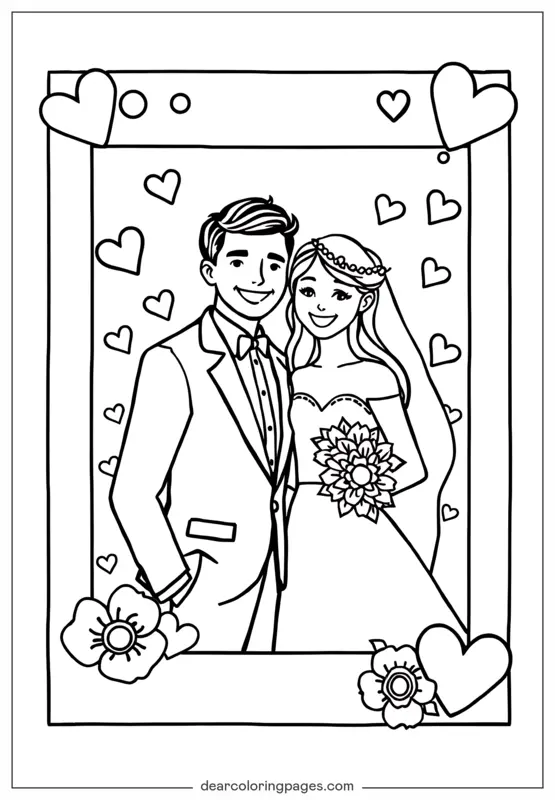 Hochzeit Ausmalbild - Hochzeitstag Glückseligkeit