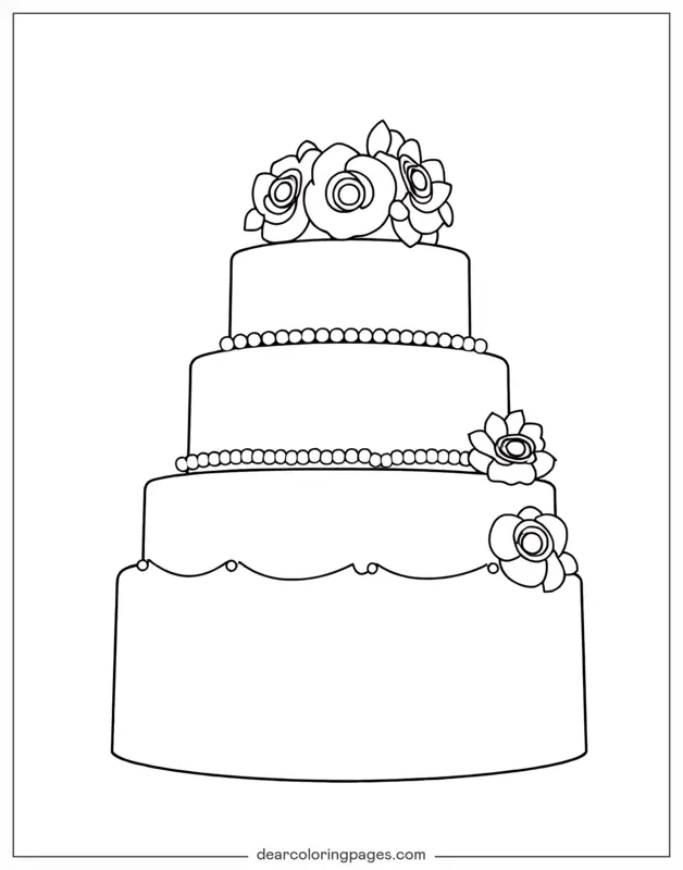 Cake Coloring Page - Wedding Cake